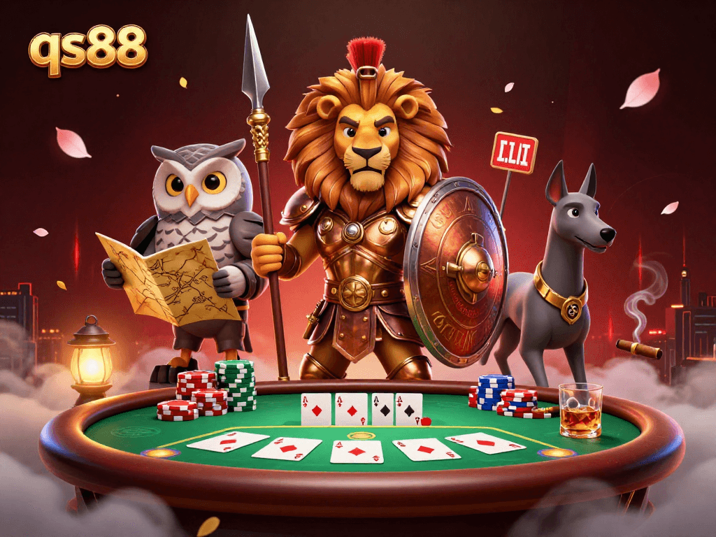 Engage in thrilling poker action with qs88's dynamic characters and game elements.