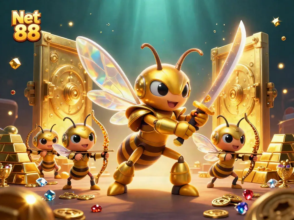 Experience the excitement of Net 88 with vibrant casino action and rich treasure scenes.