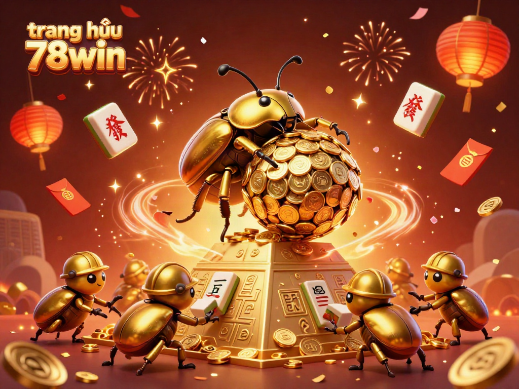 Experience the excitement of trang chủ 78win with vibrant casino elements and animated golden beetles.