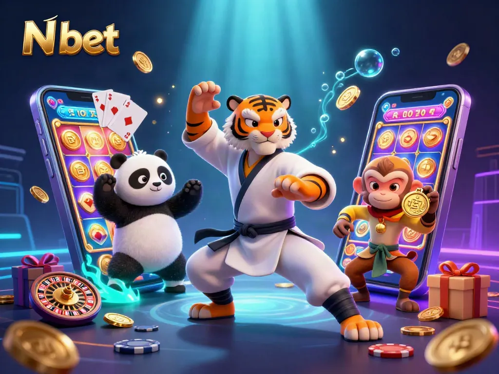 N bet offers thrilling gaming with a kung fu theme and vibrant casino elements, showcasing action and excitement.