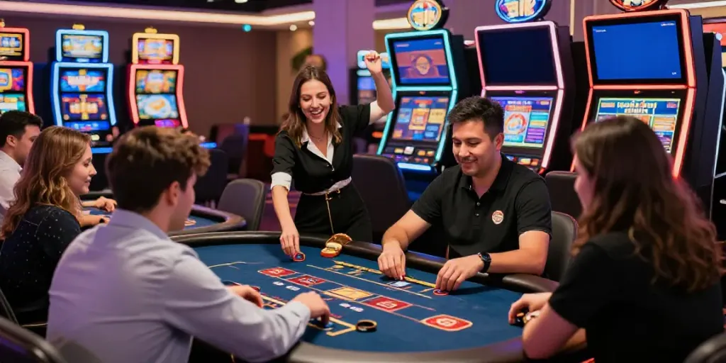 Dewalive Login experience at a vibrant live casino filled with players and engaging games.