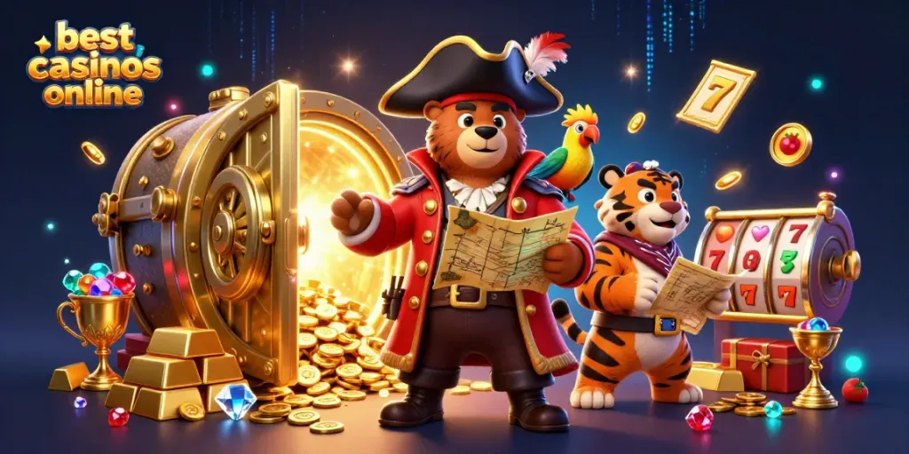 Engage in thrilling gameplay at the best payout casinos online with interactive 3D characters and vibrant casino elements.