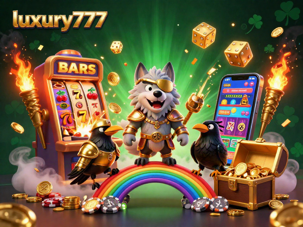 Engage with luxury777's vibrant gaming experience featuring slot machines and Norse characters celebrating jackpots.