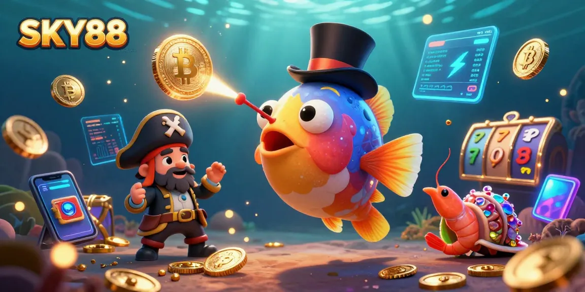 SKY88's vibrant casino illustration with glimmering coins attracting luck and treasure.