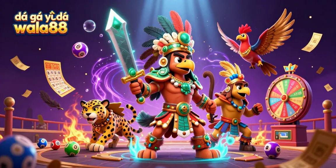 Experience the excitement of đá gà trực tiếp wala88 with vibrant illustrations showcasing live cockfighting action and dynamic gaming elements.