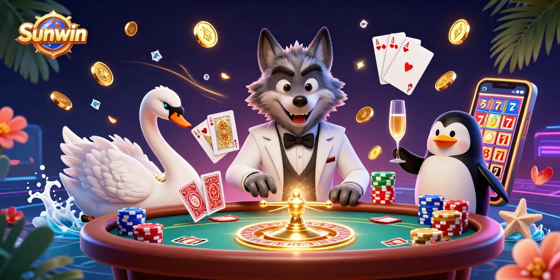 Experience thrilling moments with Sunwin at a lively baccarat table amidst sparkling treasures.