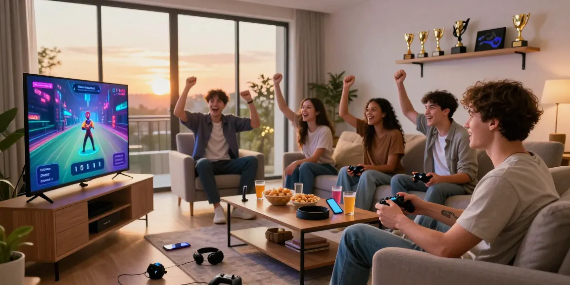 Raja Game login scene with players enjoying a gaming session in a cozy living room.