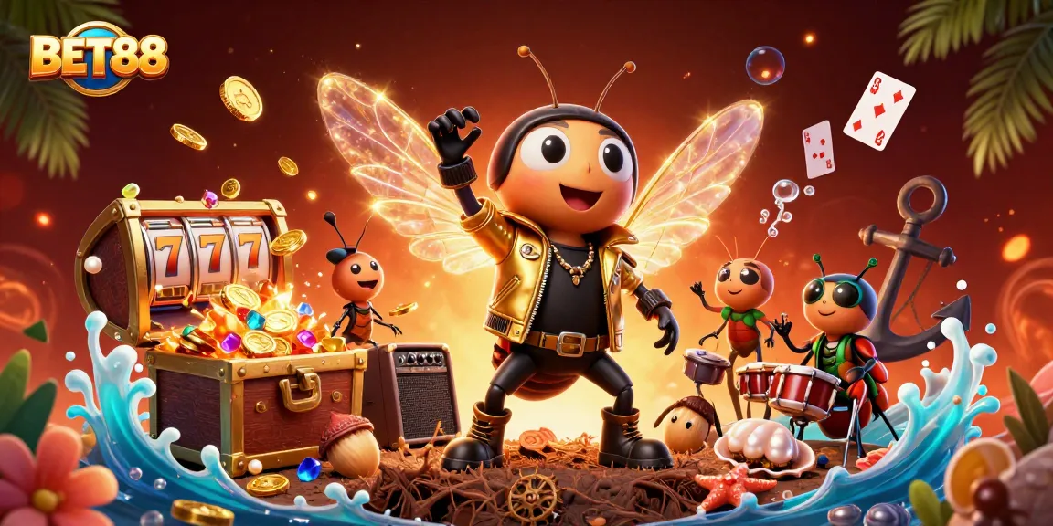 Spin and win big with BET88 in a vibrant 3D casino adventure featuring exciting elements.