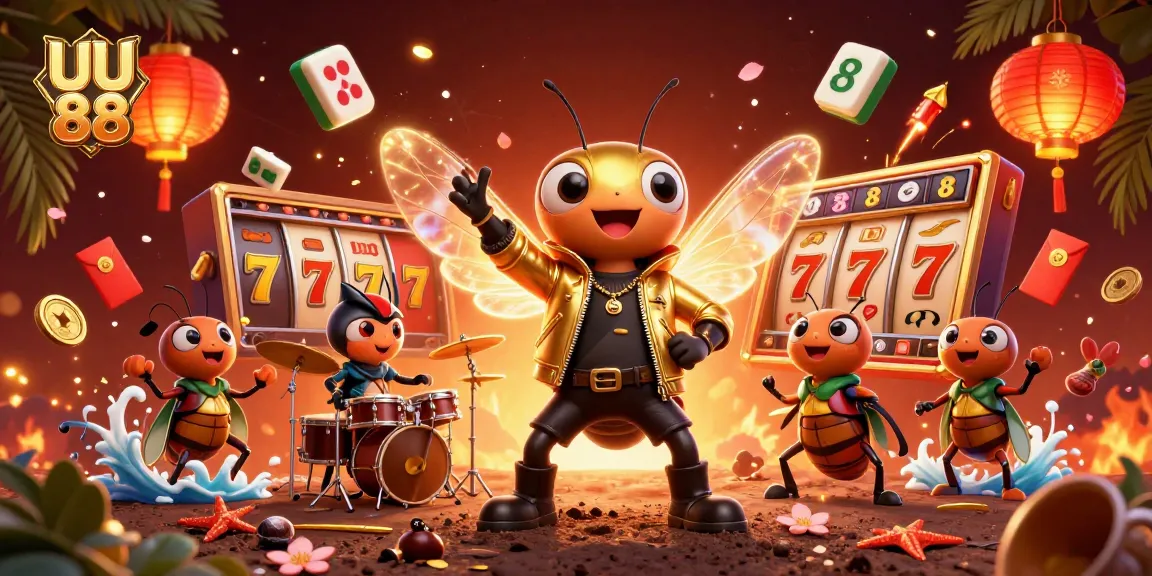 UU 88 illustrates a dynamic casino scene with a rock star theme, showcasing exciting slot elements.