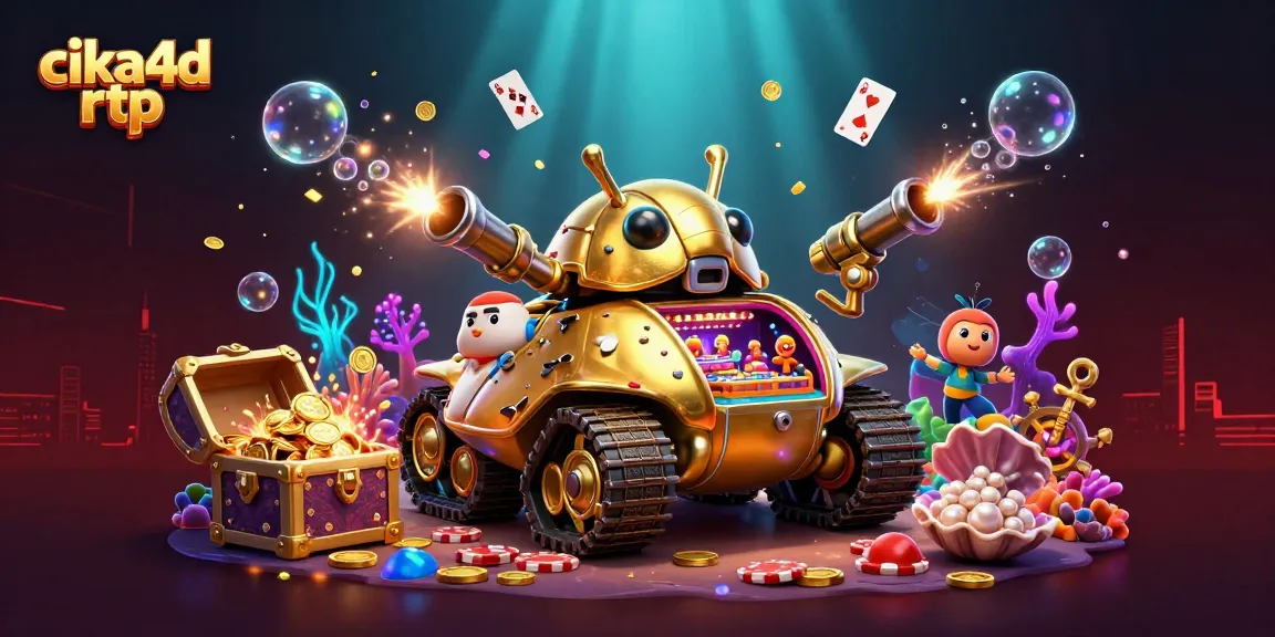 Engage with the thrilling cika4d rtp experience featuring a vibrant casino inside a golden beetle tank.