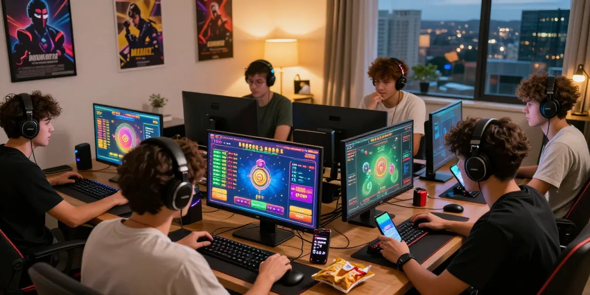 Engaged players on ulartoto enjoying an online togel game session in a cozy living room setting.