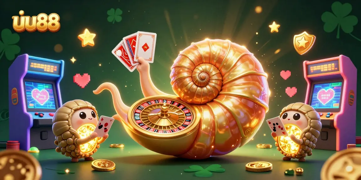 Experience the thrill of uu88 with a vibrant 3D casino world featuring a giant nautilus roulette wheel.
